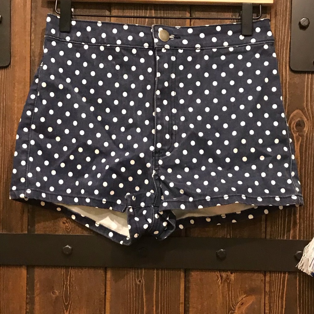 High waisted Navy Polka Dot Shorts
